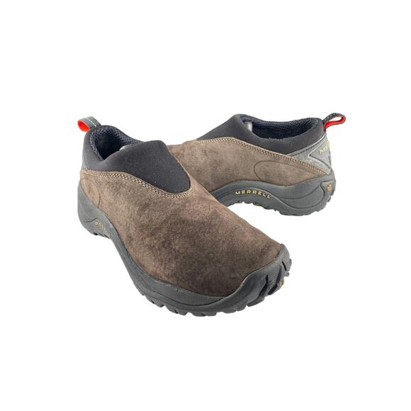 Merrell Shoes - Merrell Moc Brown/Black Womens  Suede Leather Slip On Hiking‎ Shoes Size 8.5